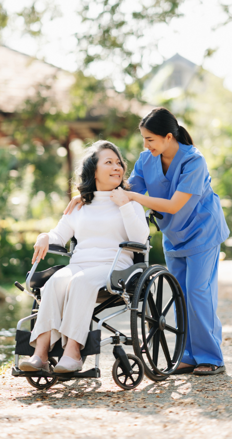 nurse helping senior